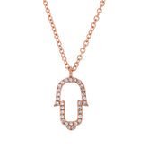 0.08ct 14k Rose Gold Diamond Hamsa Necklace